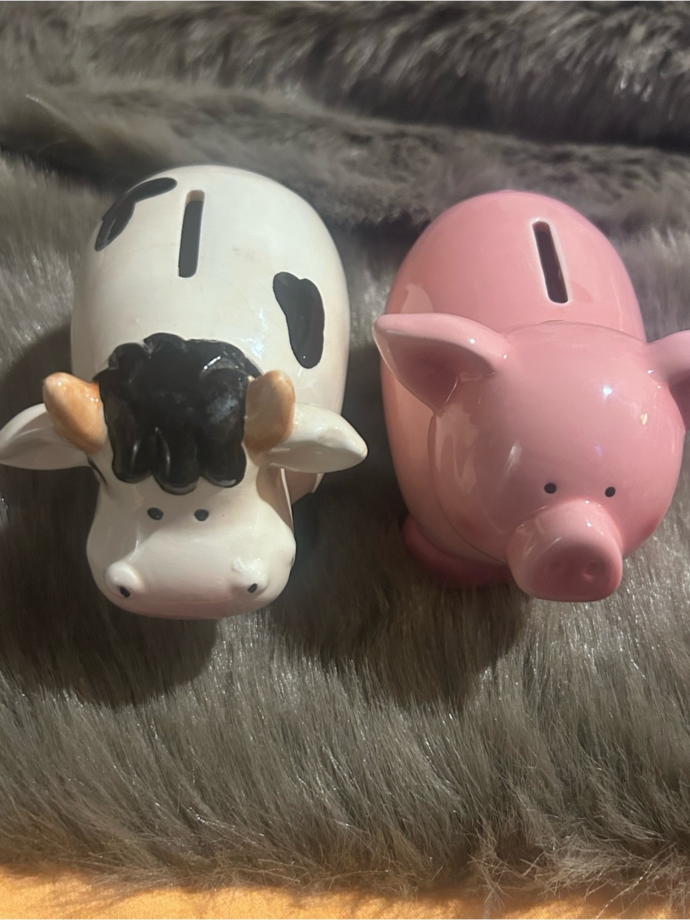Cow and pig ceramic 6” piggy banks New